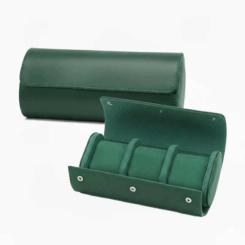 Vantier Premium Green Leather Watch Case – 3 Slots