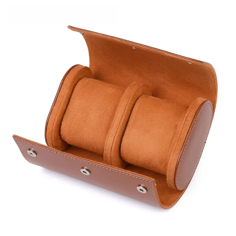 Vantier Premium Brown Leather Watch Case – 2 Slots