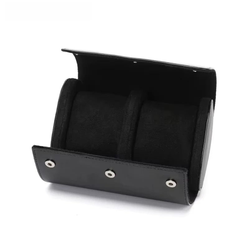 Vantier Premium Black Leather Watch Case – 2 Slots