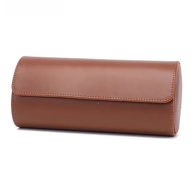 Vantier Premium Brown Leather Watch Case – 3 Slots
