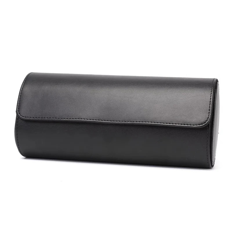 Vantier Premium Black Leather Watch Case – 3 Slots