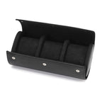 Vantier Premium Black Leather Watch Case – 3 Slots