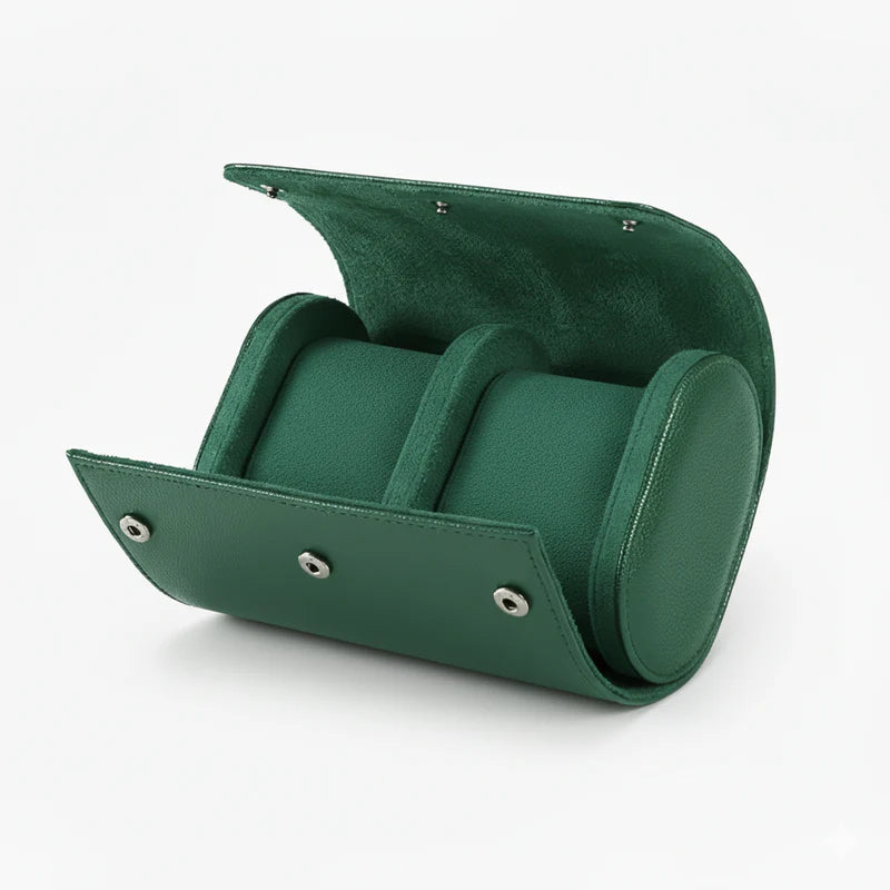 Vantier Premium Green Leather Watch Case – 2 Slots