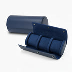Vantier Premium Navy Blue Leather Watch Case – 3 Slots