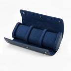 Vantier Premium Navy Blue Leather Watch Case – 3 Slots